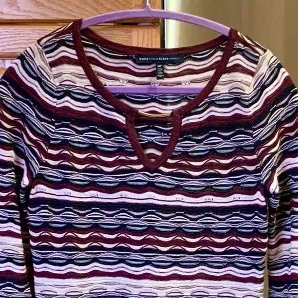 White House Black Market Tops - White House Black Market. - Bold Chevron Striped 3/4 sleeve Tunic